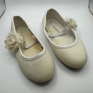 Carter’s 7M Toddler Girls Cream Sparkly Fancy Party Dress Shoes